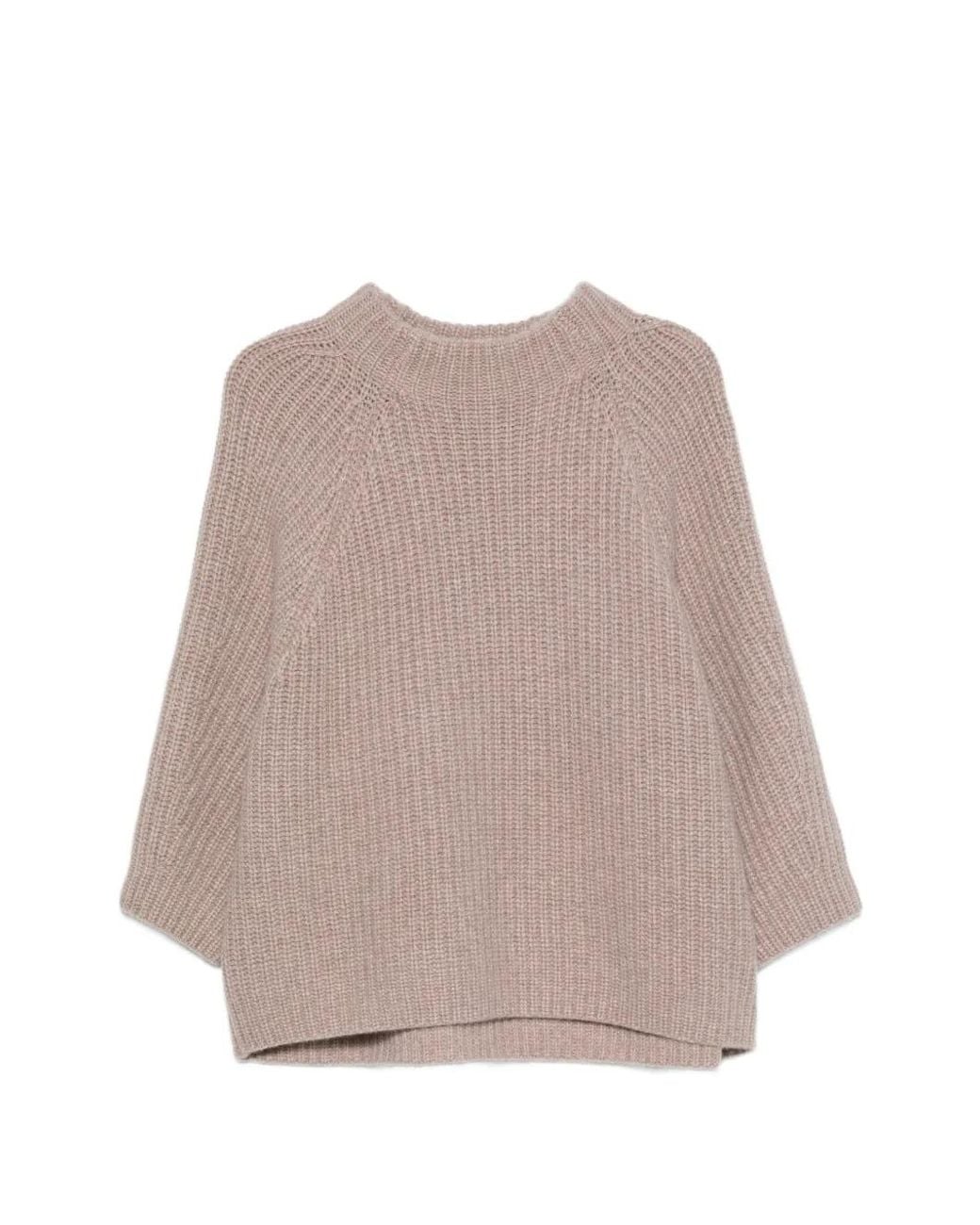 EMERSON RENALDI Natural Ribbed-Knit Raglan-Sleeve Sweater