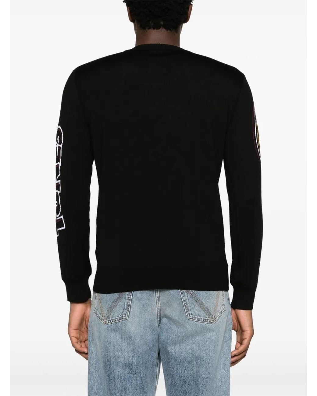 Iceberg Black Cartoon-Print Crew-Neck Jumper for men