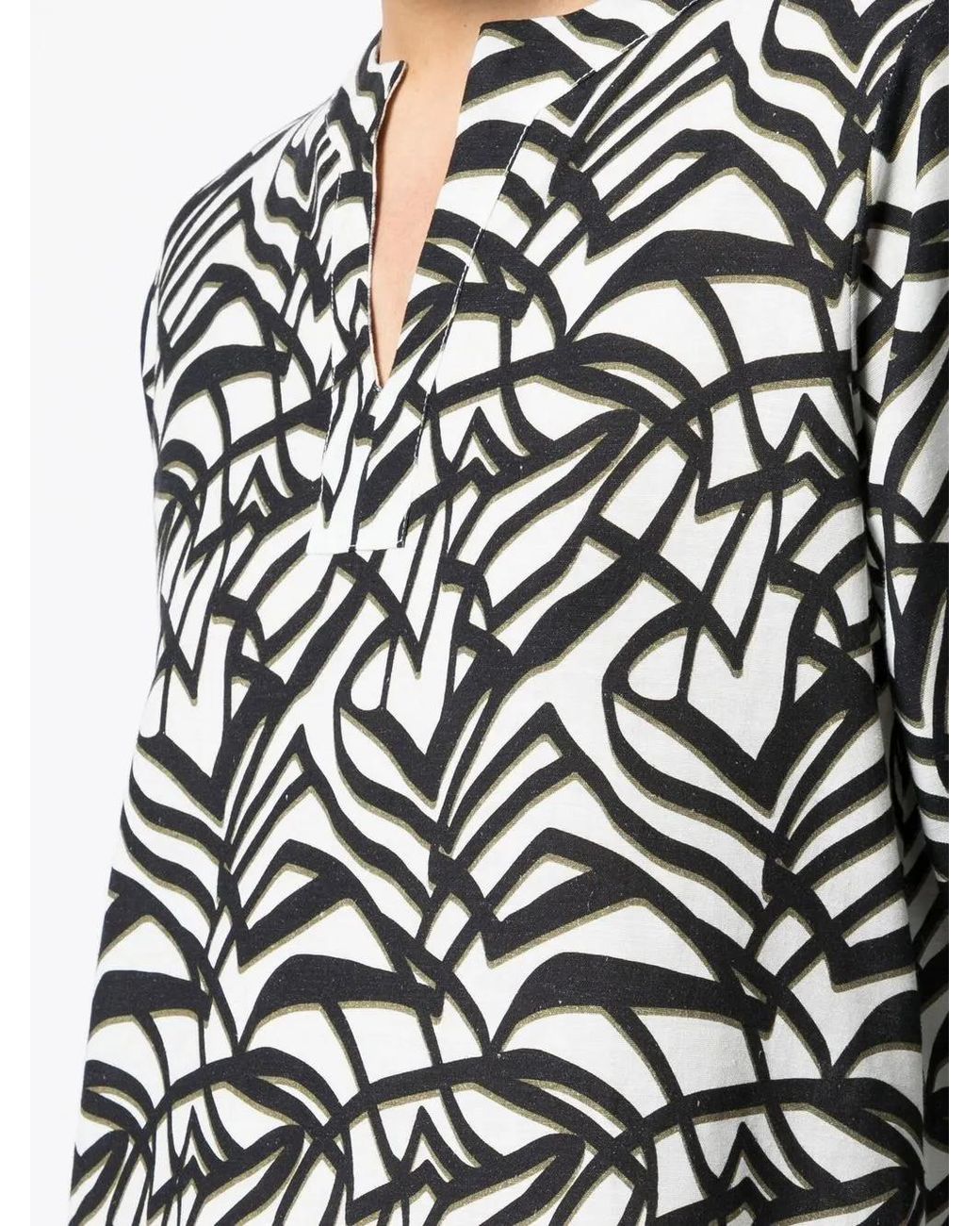 Bambah Black Geometric-Pattern Print Midi Dress