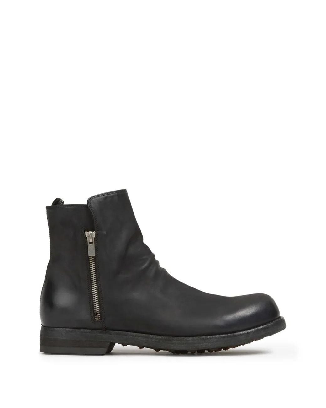 Officine Creative Black Bottines En Cuir À Fermeture Zippée for men