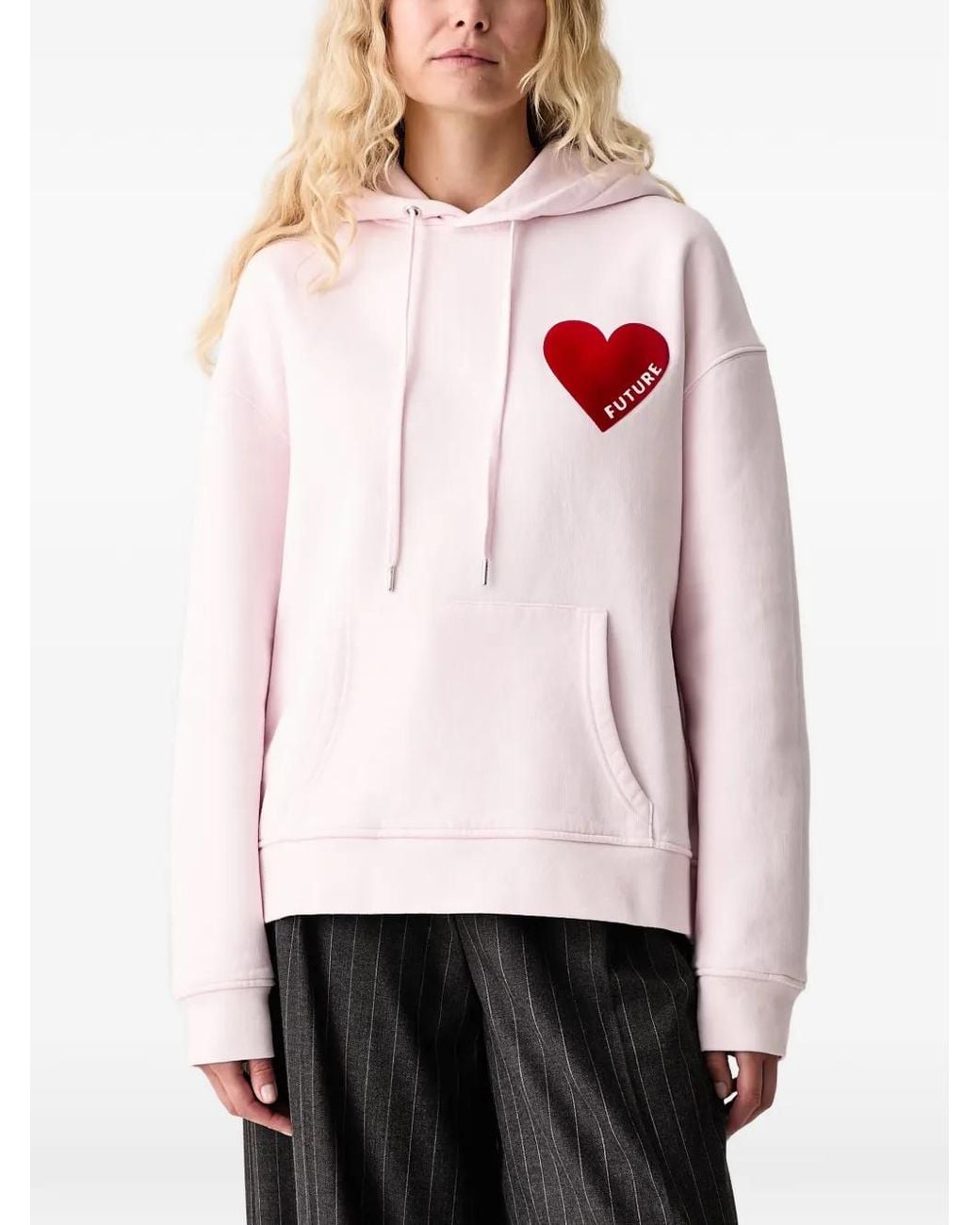 From Future White Heart-Patch Hoodie