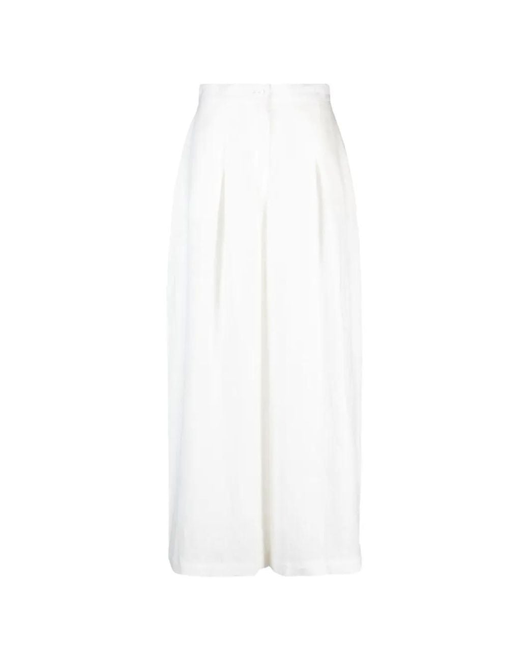 Tessitura Body Couture White Linen Wide-Leg Trousers