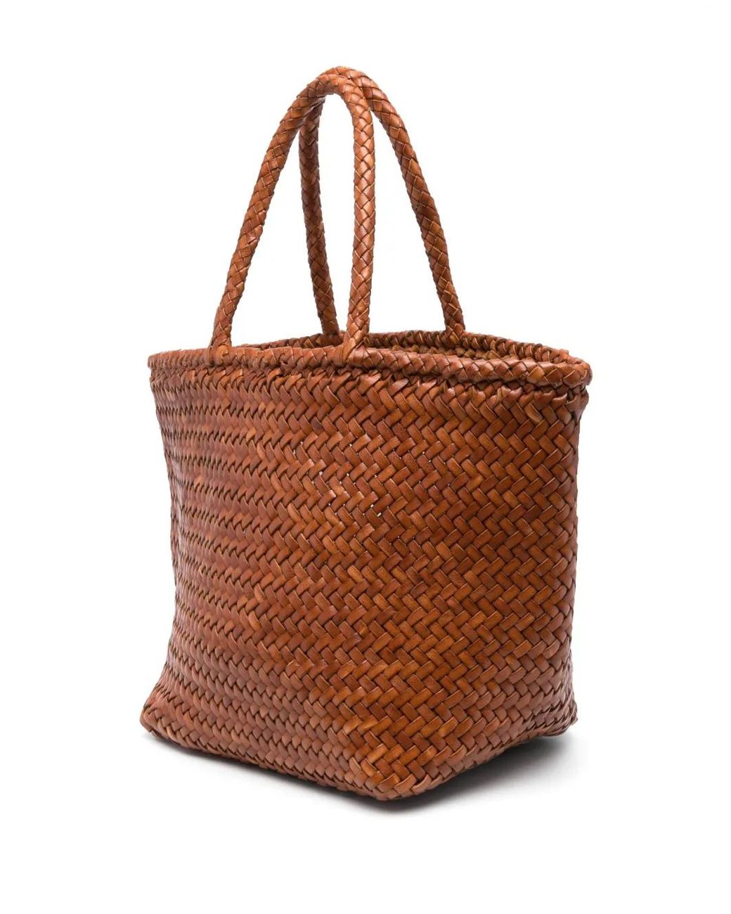 Dragon Diffusion Brown Small Grace Woven Leather Tote Bag