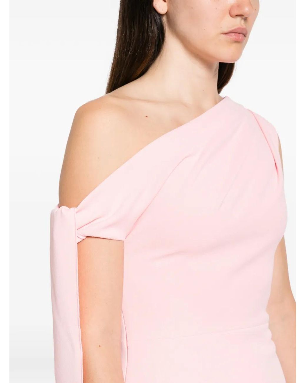 Solace London Pink Gardner One-Shoulder Draped Mini Dress