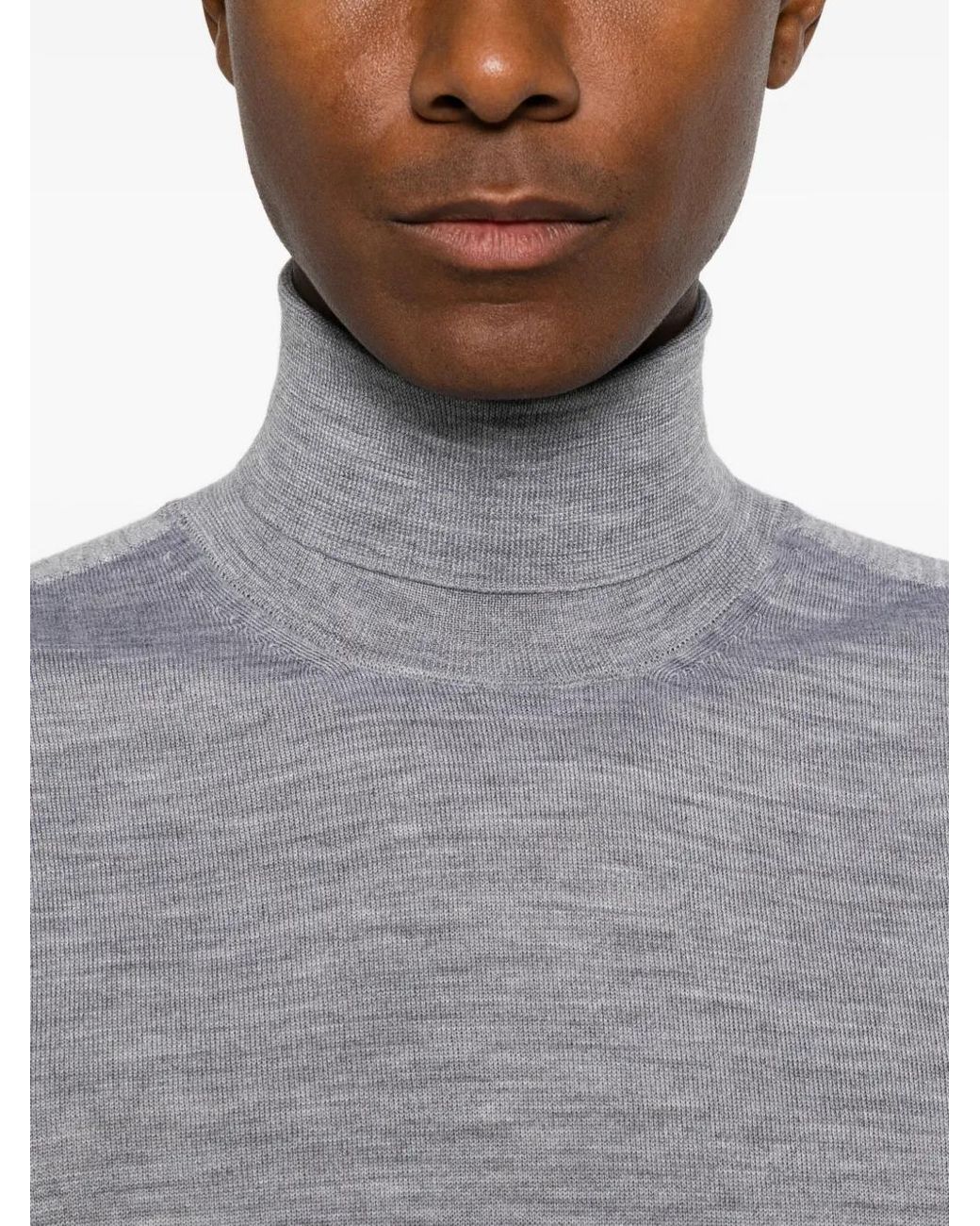 Canali Blue Roll-Neck Wool Sweater for men