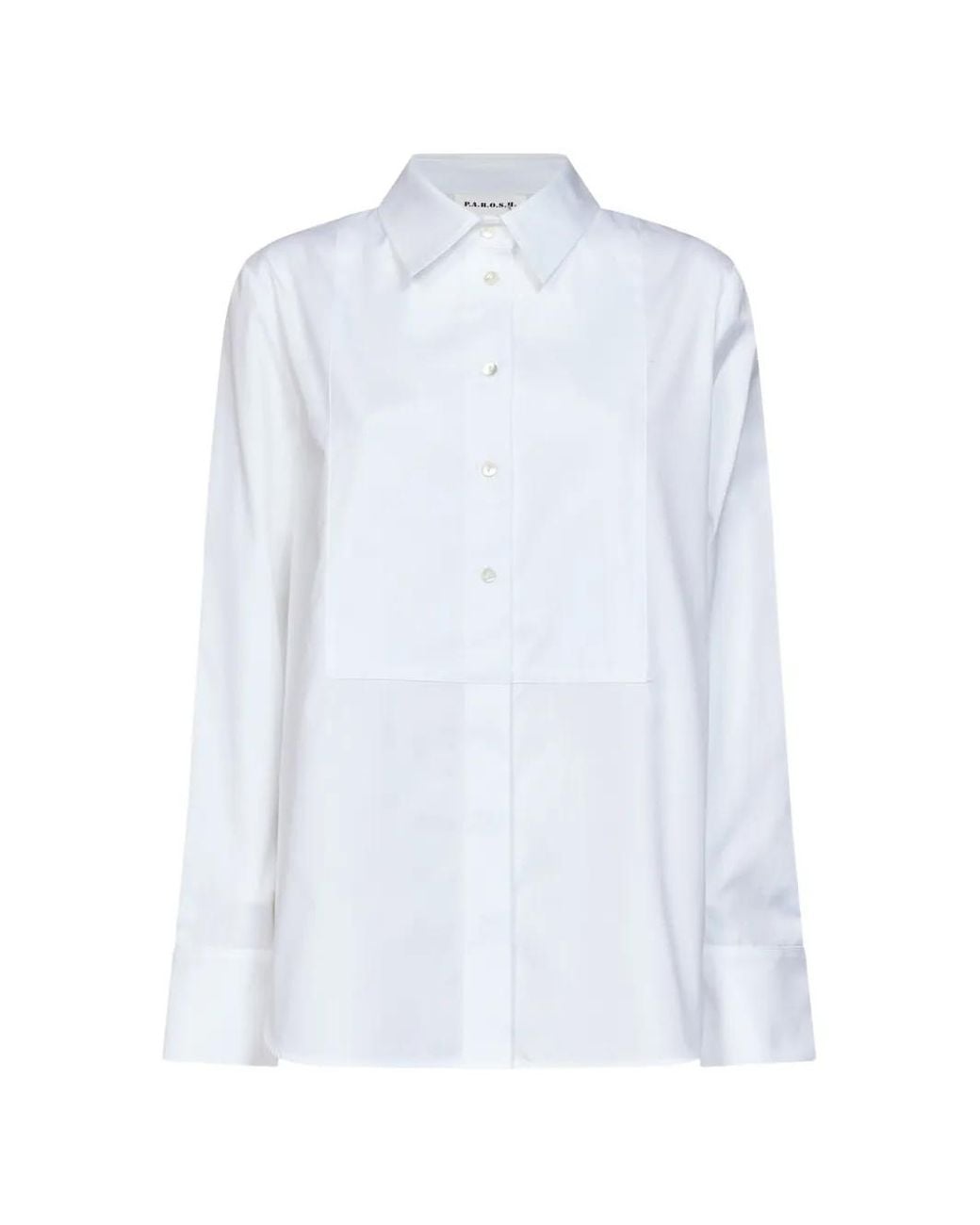 P.A.R.O.S.H. White Panelled Long-Sleeve Shirt