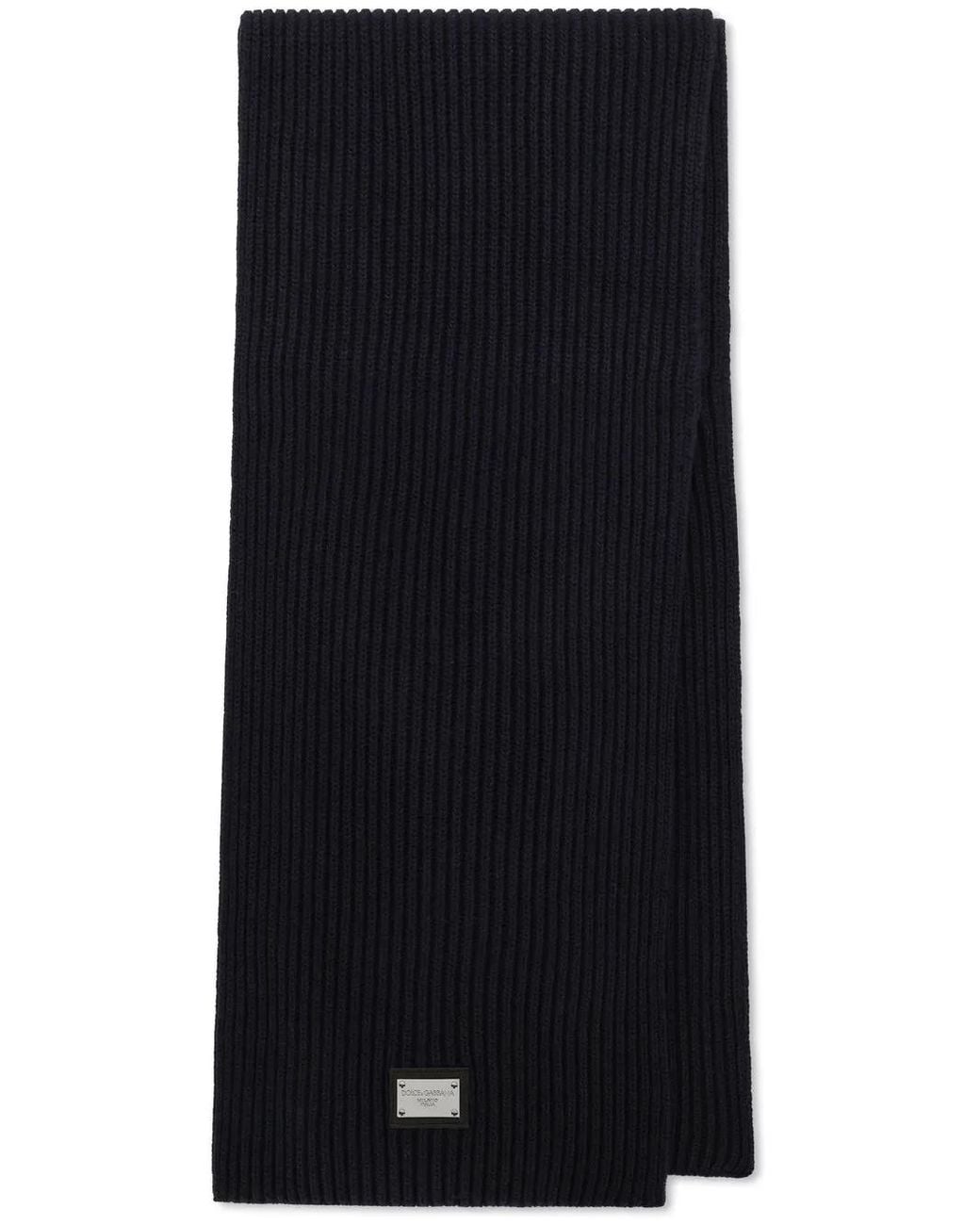 Dolce & Gabbana Black Écharpe En Laine À Patch Logo for men