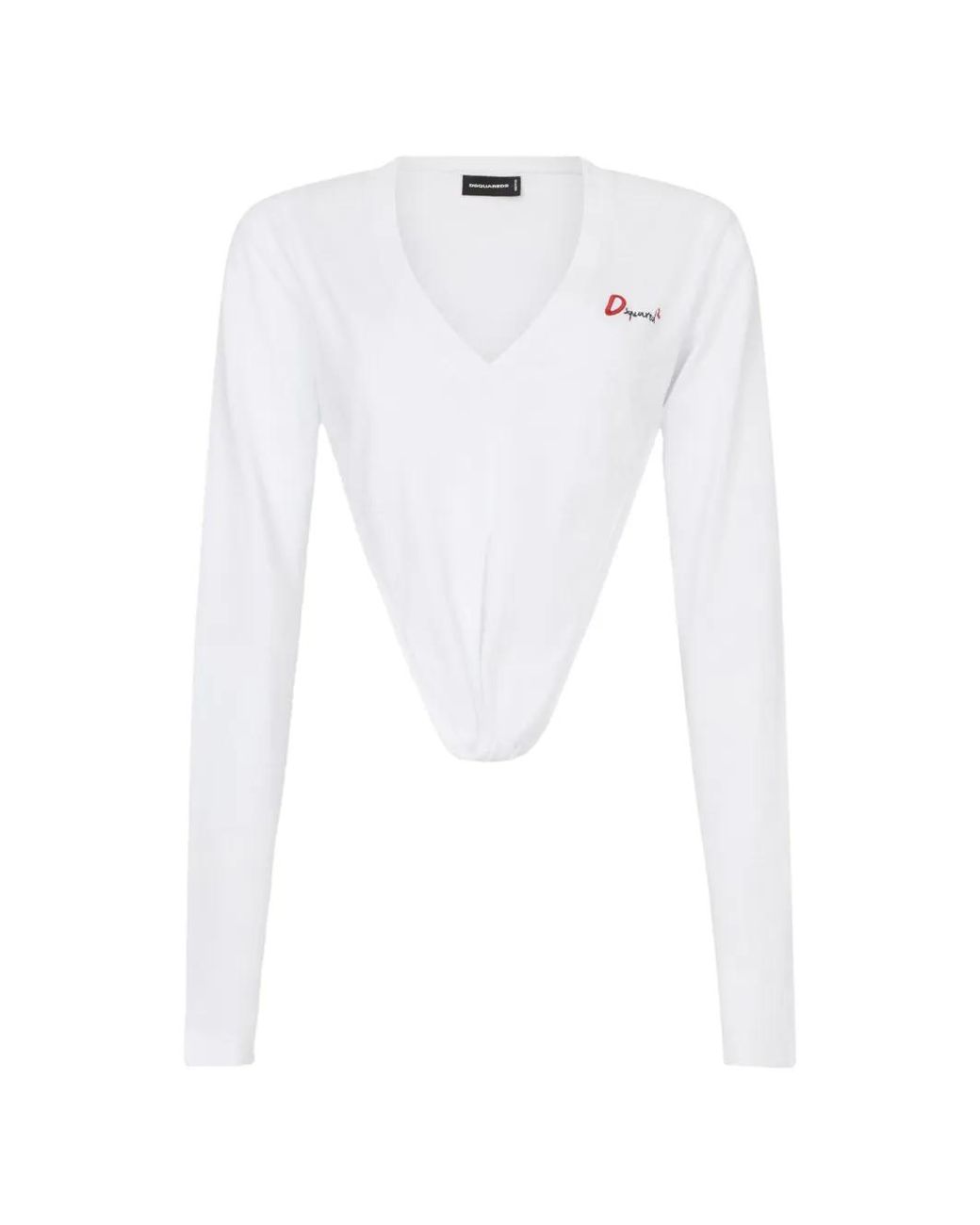 DSquared² White T-Shirt Coupe Profonde Juste À Droite