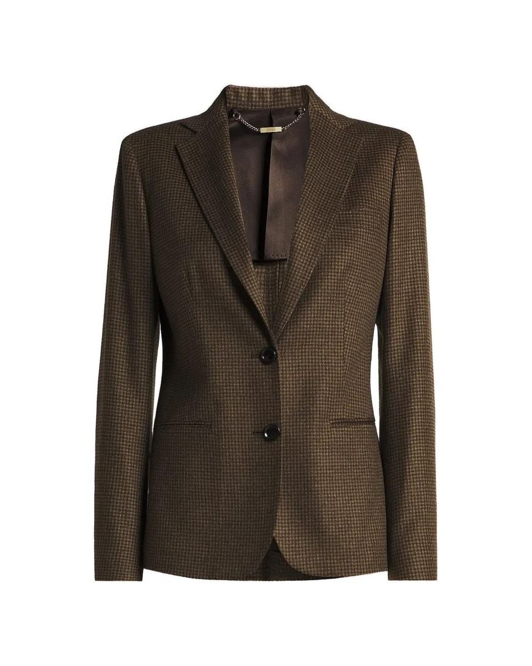 Kiton Brown Houndstooth Single-Breasted Blazer