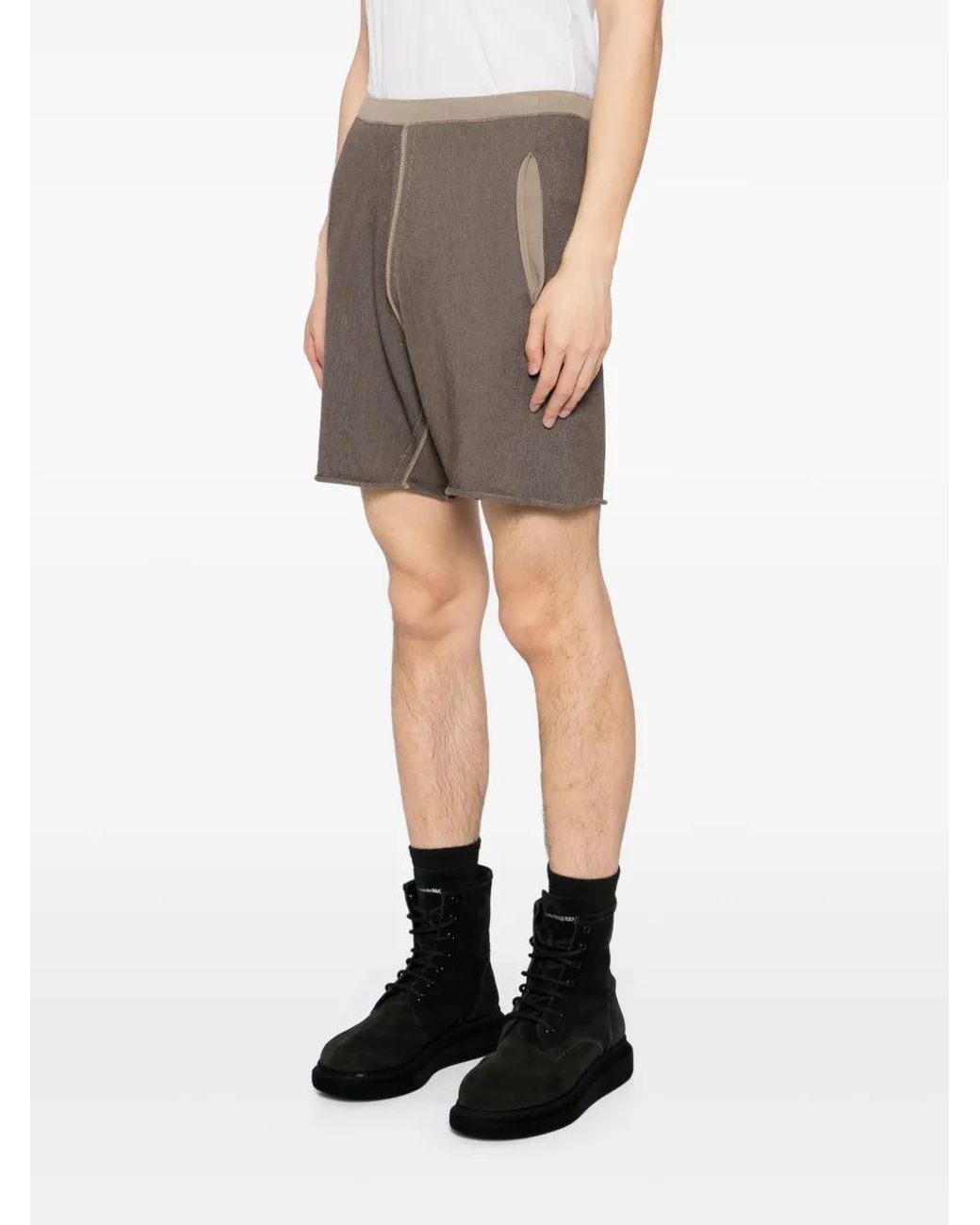 Label Under Construction Brown Cotton Shorts for men