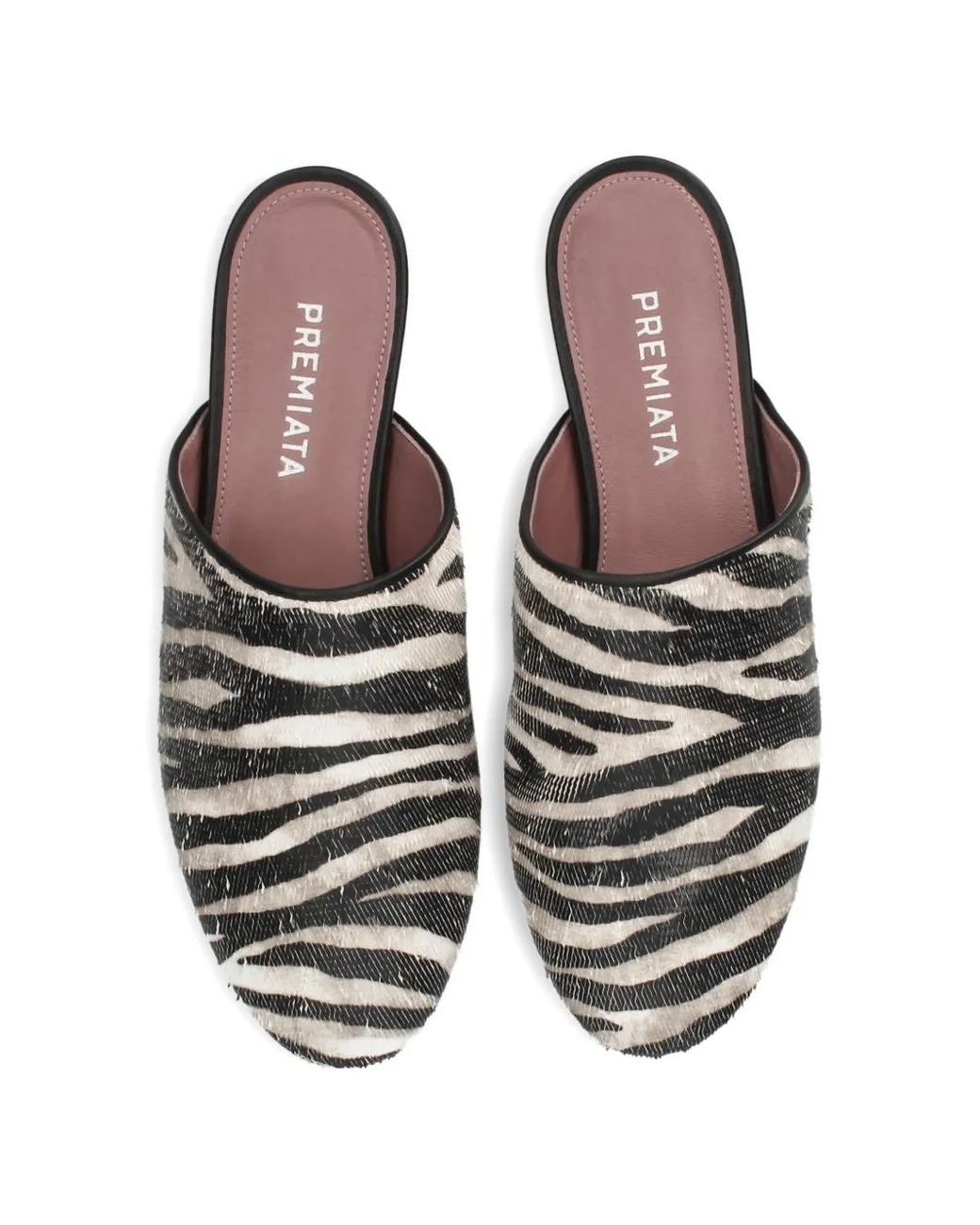 Premiata Black Zebra-Pattern Mules