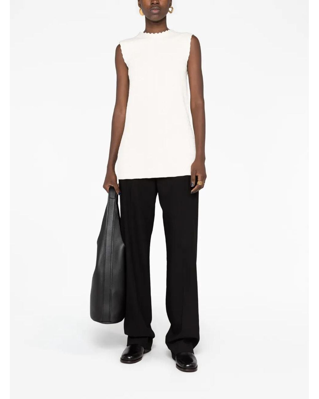 Jil Sander White Sleeveless Knitted Top