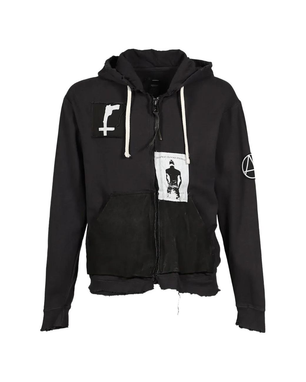 Minus Bootleg Gerafelde Hoodie Met Patch in het Black voor heren