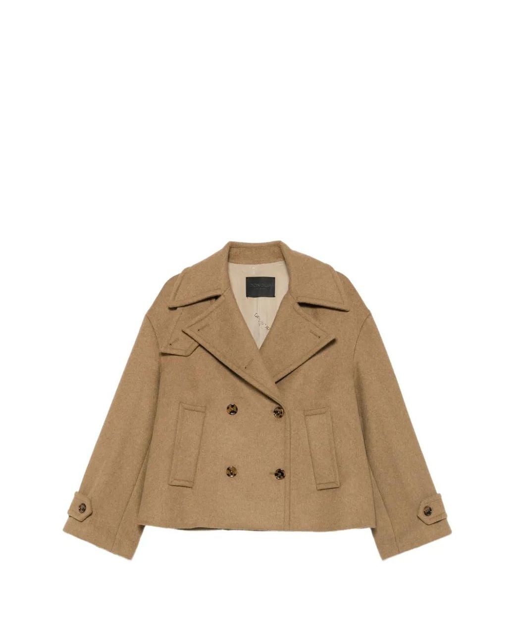 Dondup Natural Double-Breasted Cropped Coat