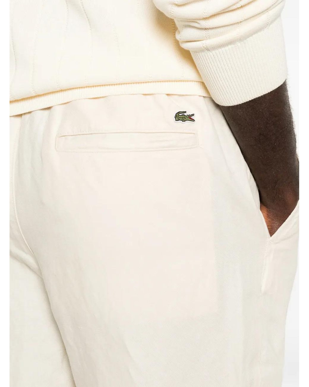 Lacoste White Elasticated Trousers for men