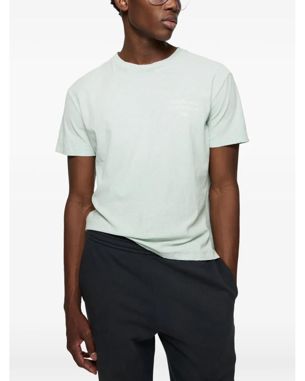 Acne Blue Distressed Logo T-Shirt