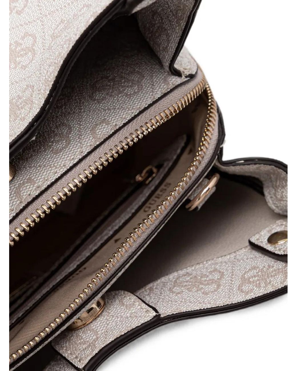 Guess White Monogram-Pattern Logo-Plaque Tote Bag