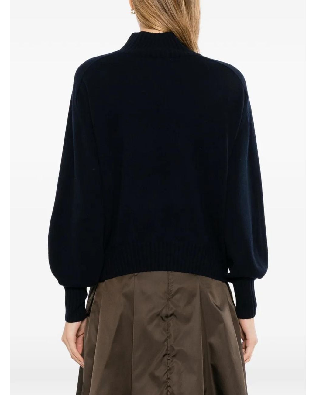 N.Peal Cashmere Black Funnel-Neck Cashmere Sweater