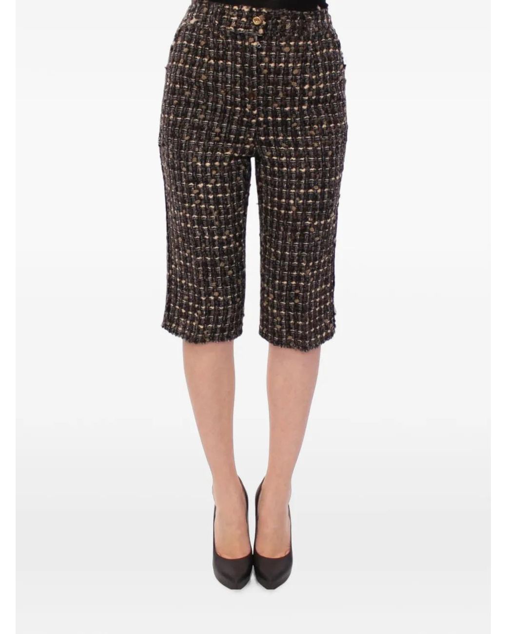 Dolce & Gabbana Black Short À Effet Tweed