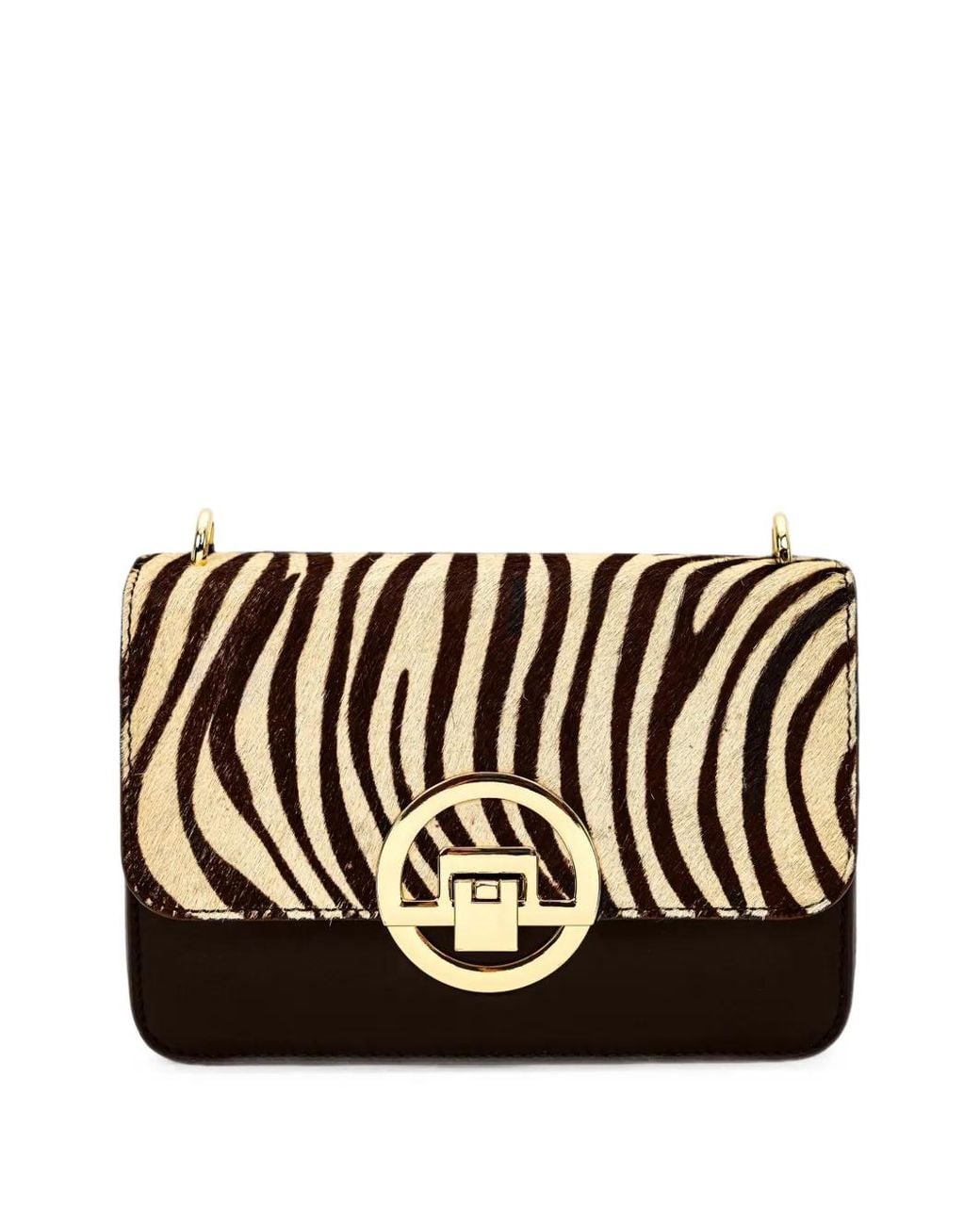Apatchy London Black Tilly Zebra-Print Hair-On Leather Mini Bag