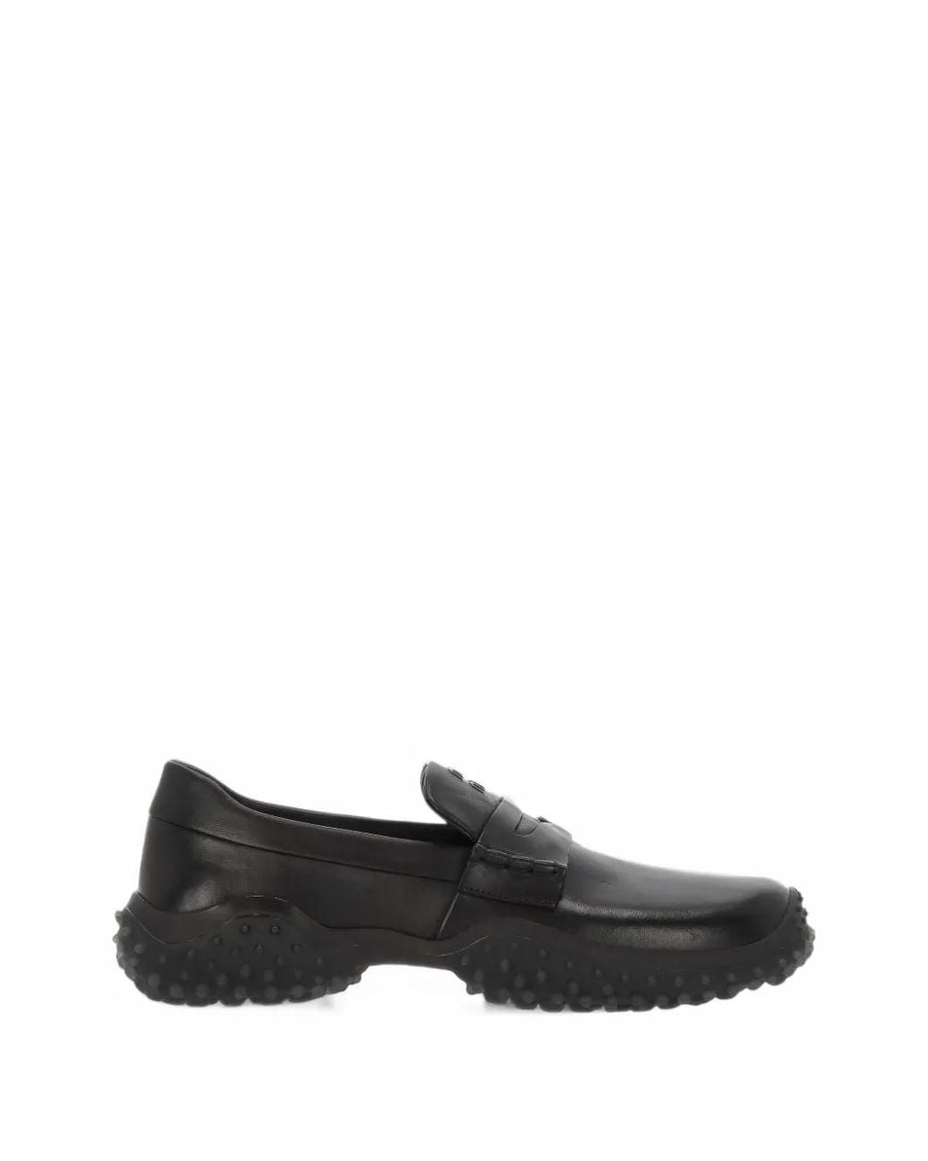 Miu Miu Black Mocassins À Logo Embossé Et Semelle Grainée