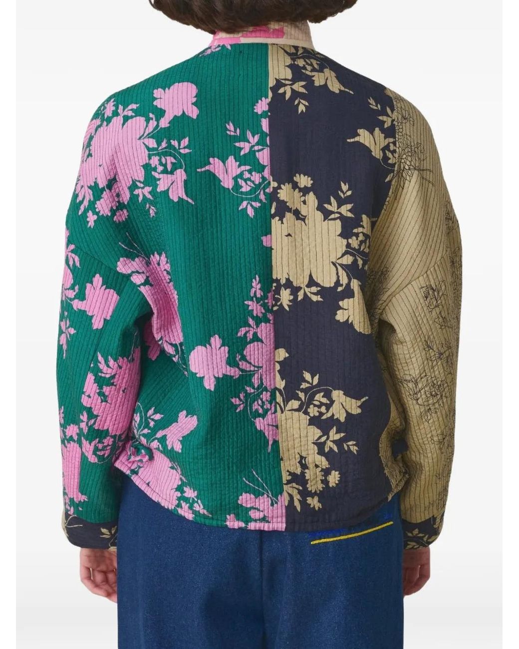 Mii Blue Liv Patchwork Quilted Silk Jacket
