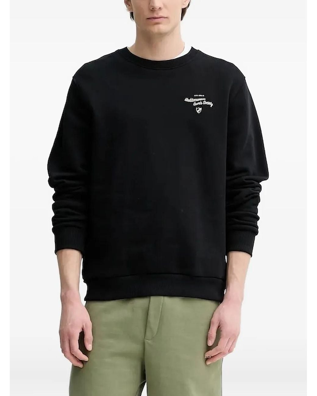 Les Deux Black Graphic-Print Crew-Neck Sweatshirt for men