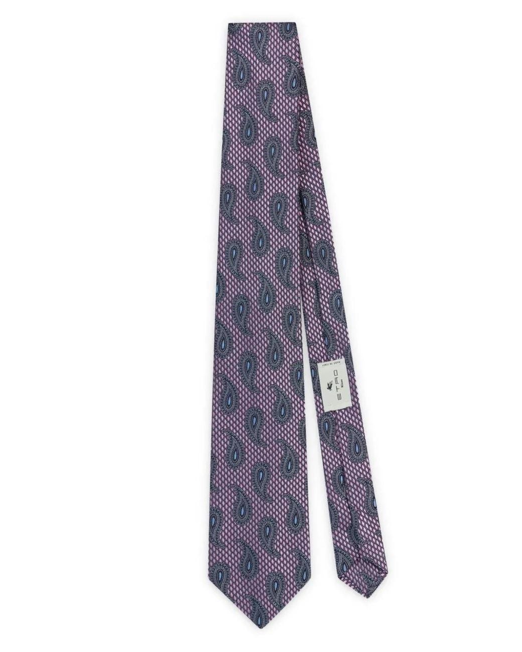 Etro Purple Micro-Diamond Tie With Paisley for men