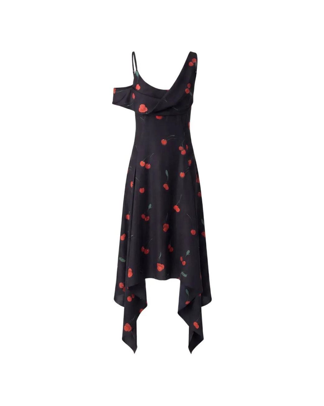 Monse Black Cherry-Print Silk Midi Dress