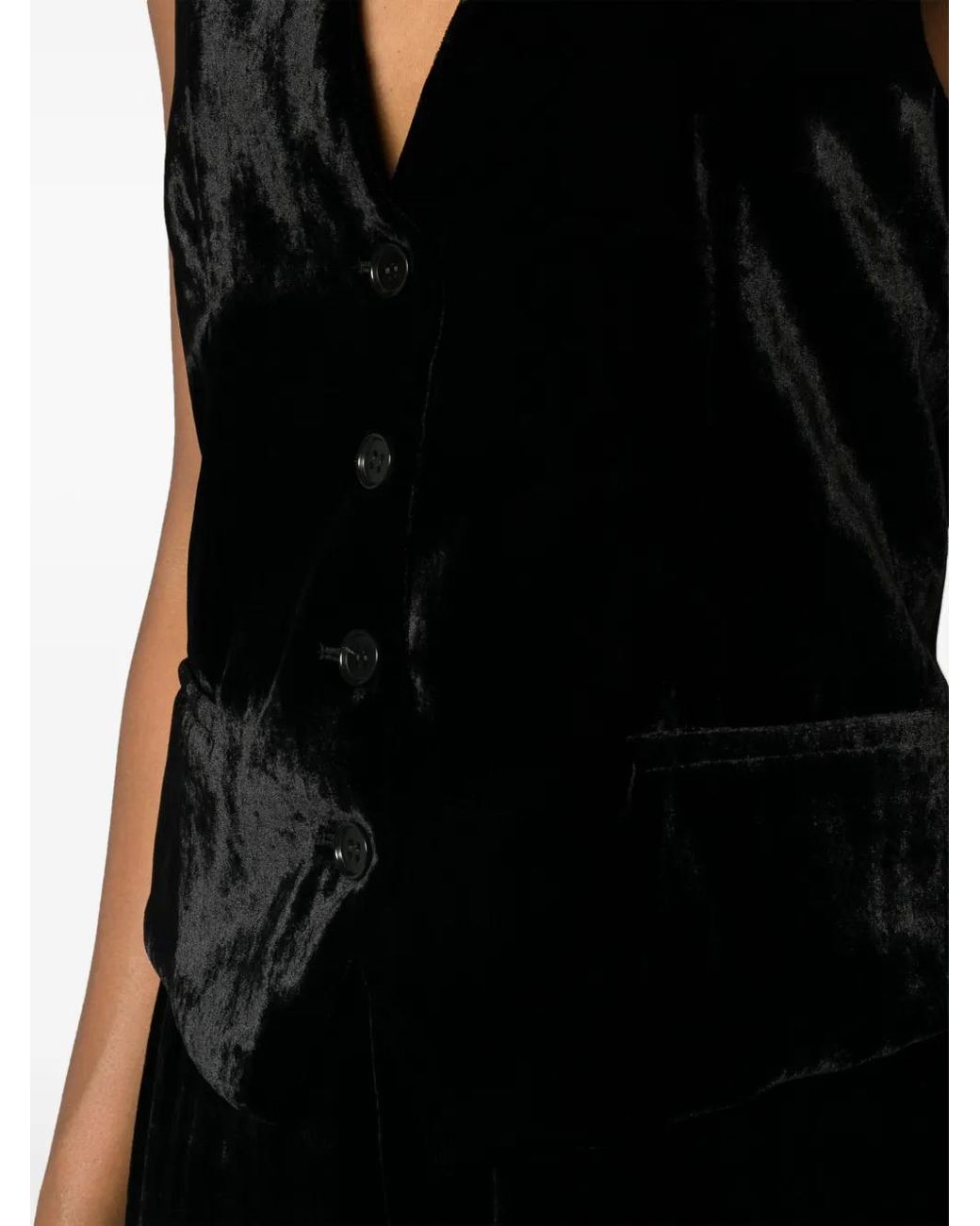 P.A.R.O.S.H. Black V-Neck Velvet Waistcoat