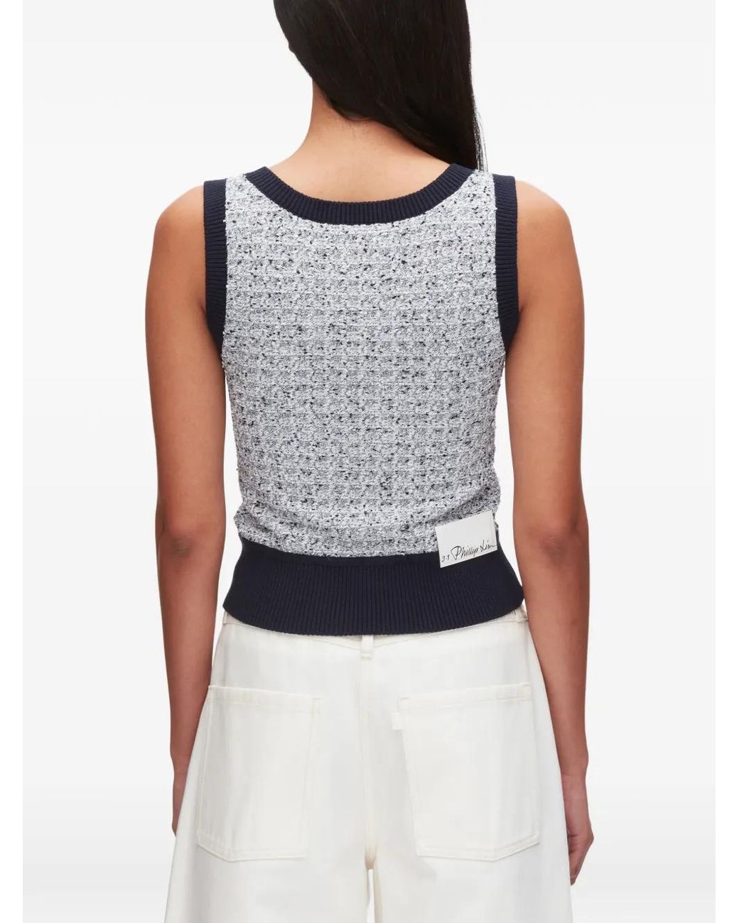 3.1 Phillip Lim Gray Ribbed-Trim Top
