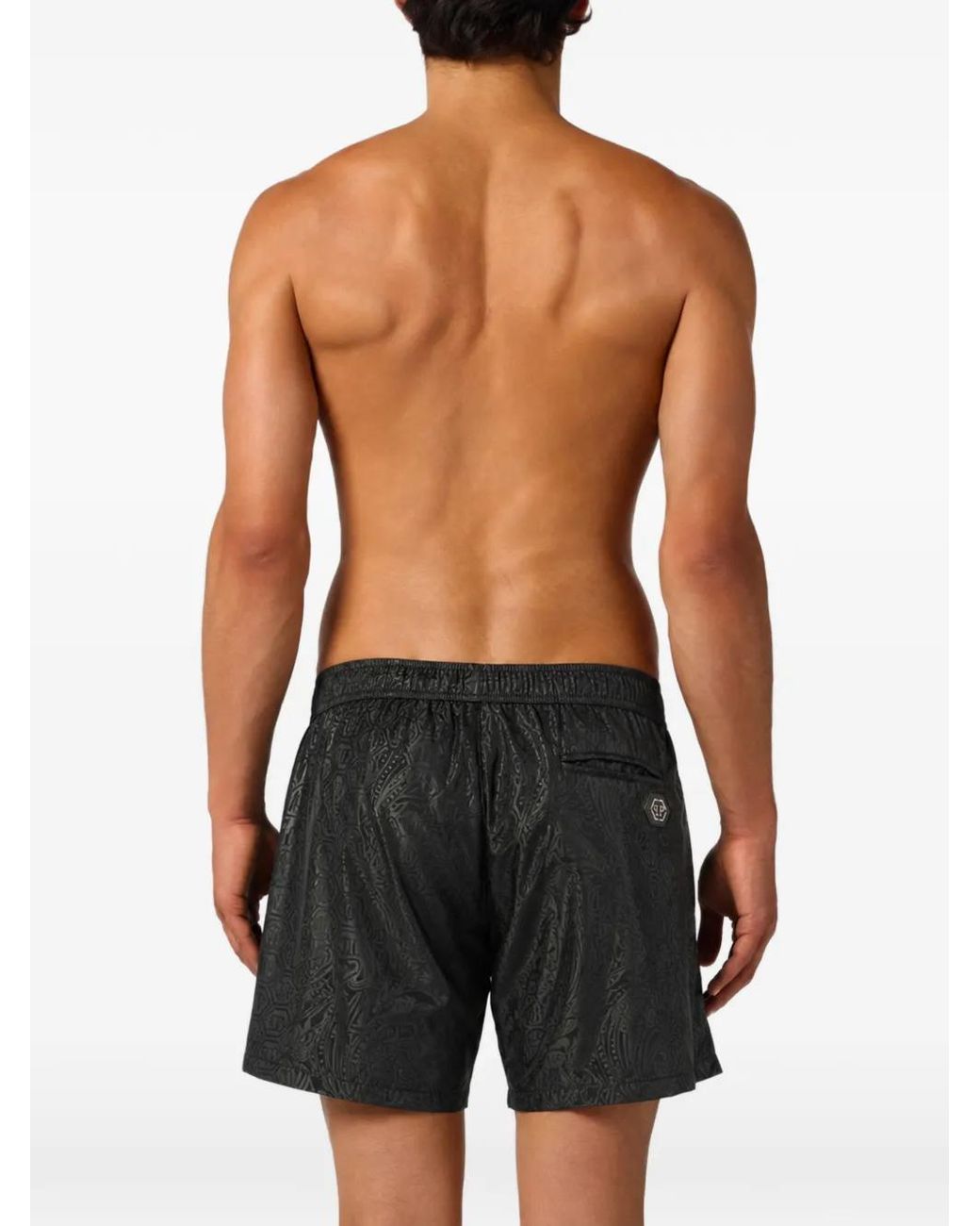 Philipp Plein Black Short De Bain Gothic Plein for men