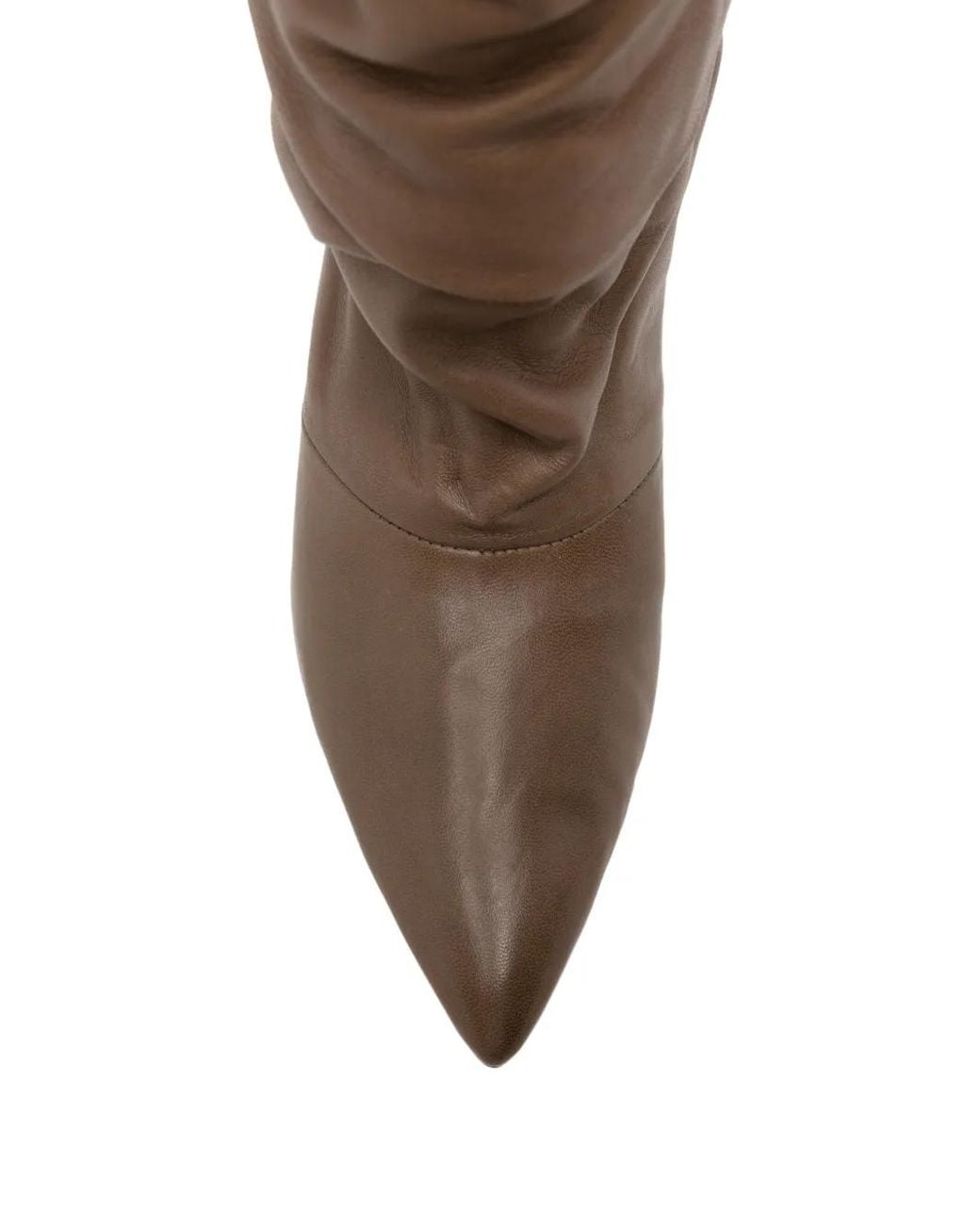Liska Brown Slouchy Pointed-Toe Boots