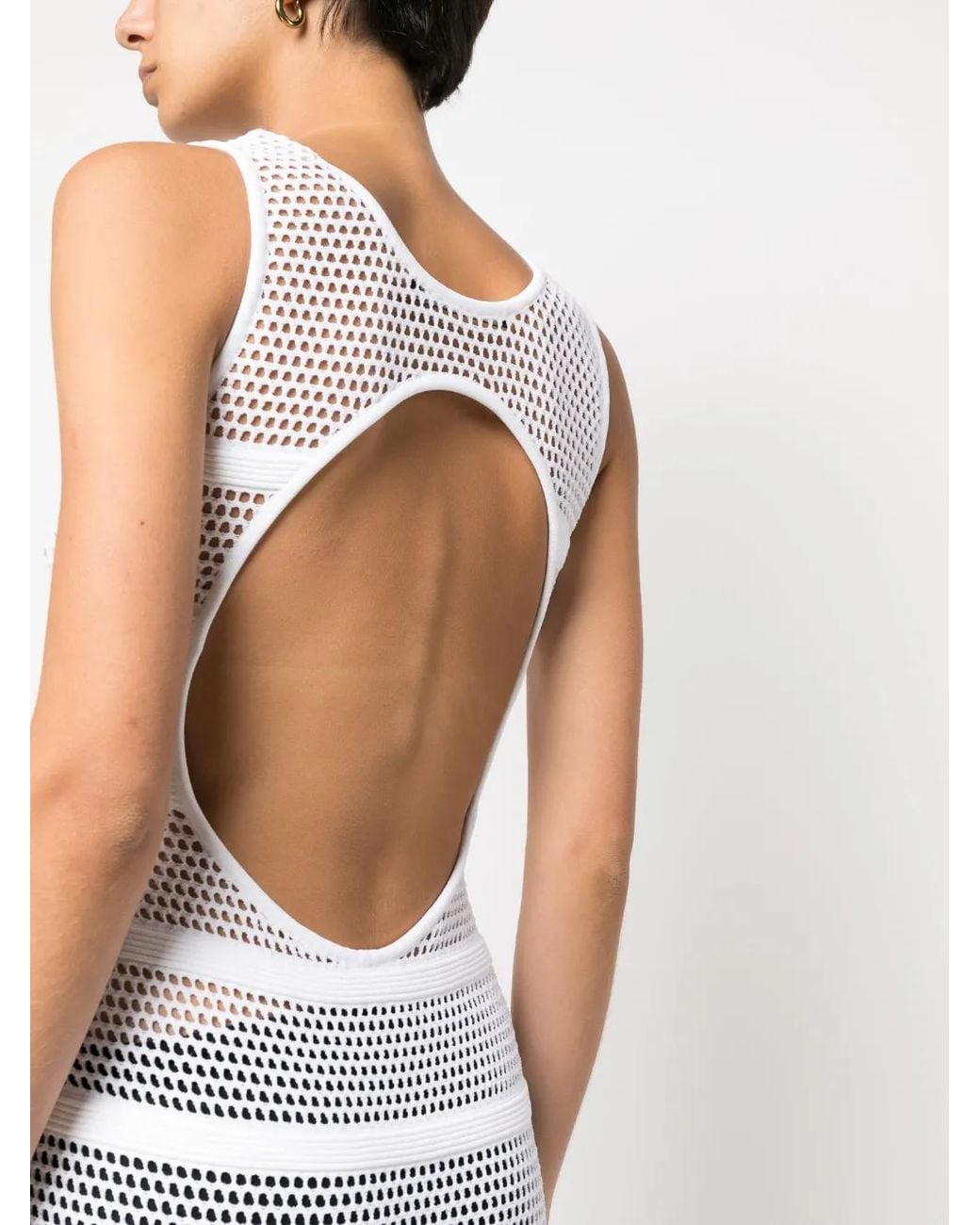 Antonino Valenti White Sheer Mesh Maxi Dress