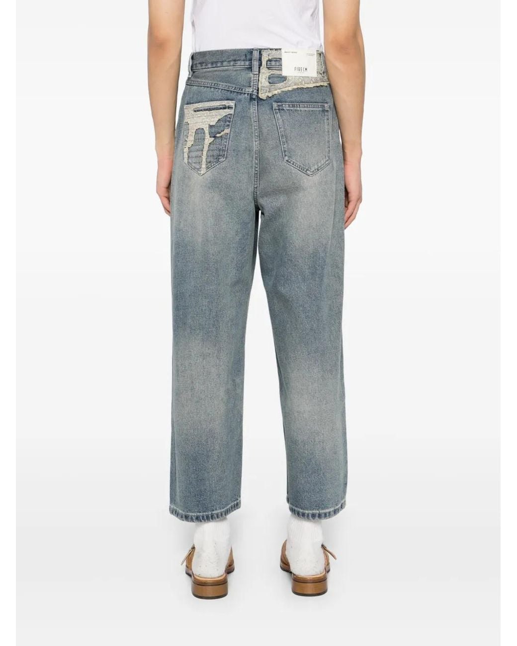 FIVE CM Blue Patchwork Jeans for men