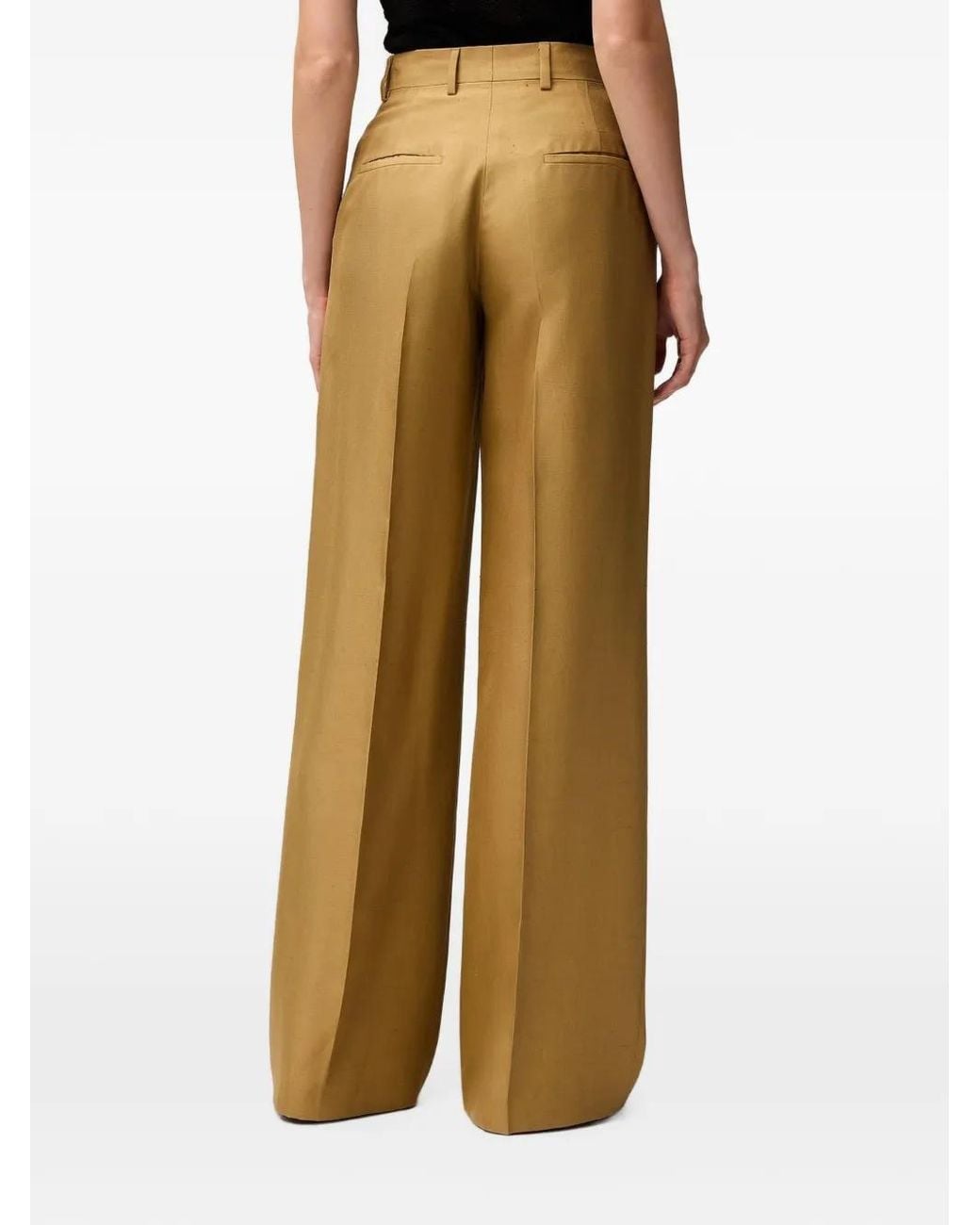 RETORI Natural Pleated Silk Trousers