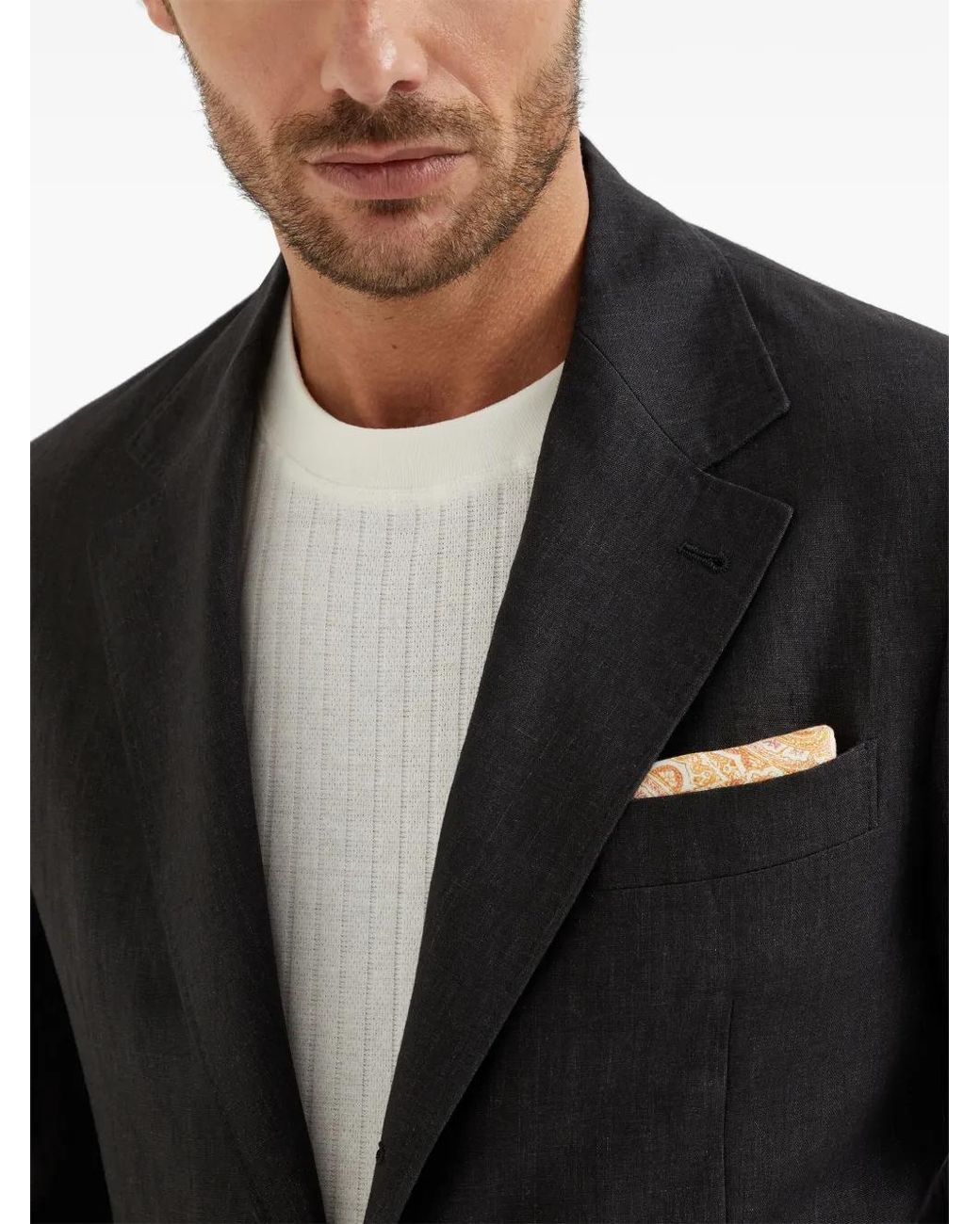 Brunello Cucinelli Black Linen Blazer for men