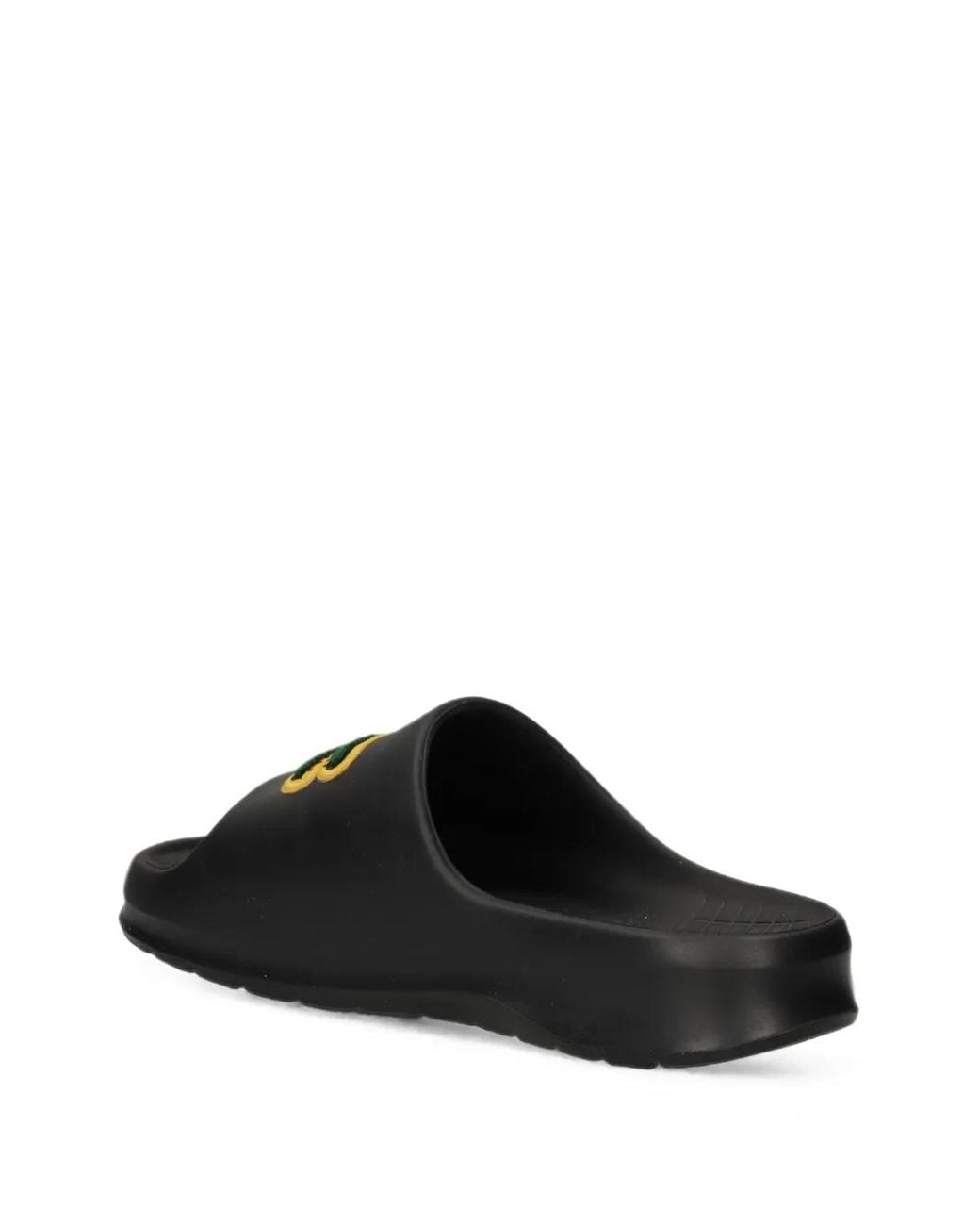 Lacoste Black Logo-Patch Slides for men