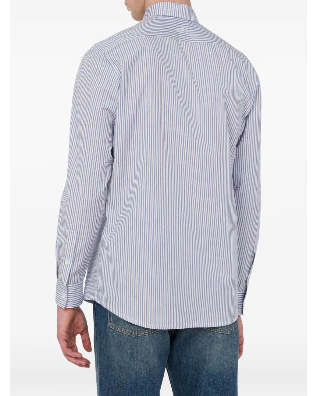 Love Moschino White Logo-Print Striped Shirt for men