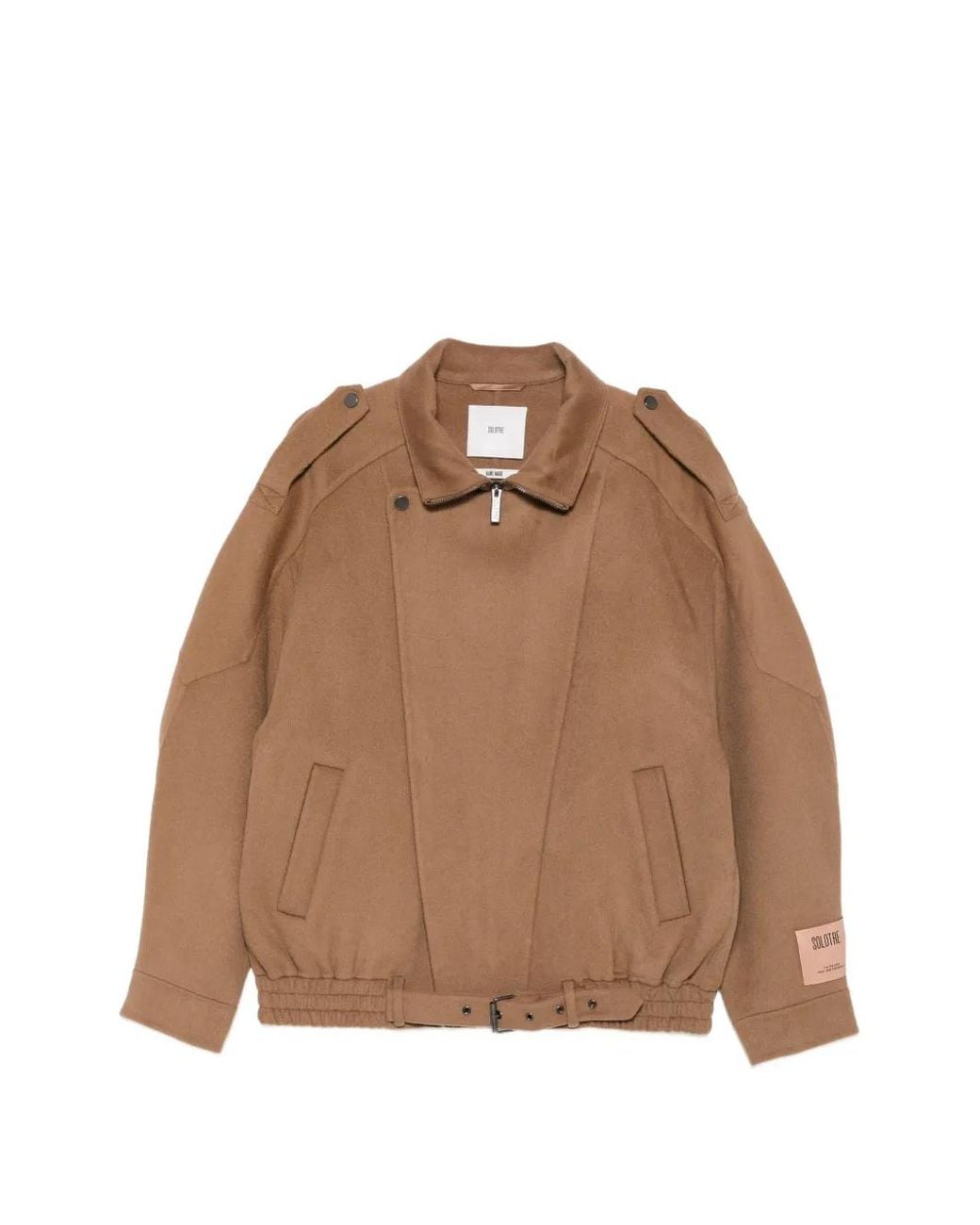 SOLOTRE Brown Belted Asymmetric-Zip Jacket