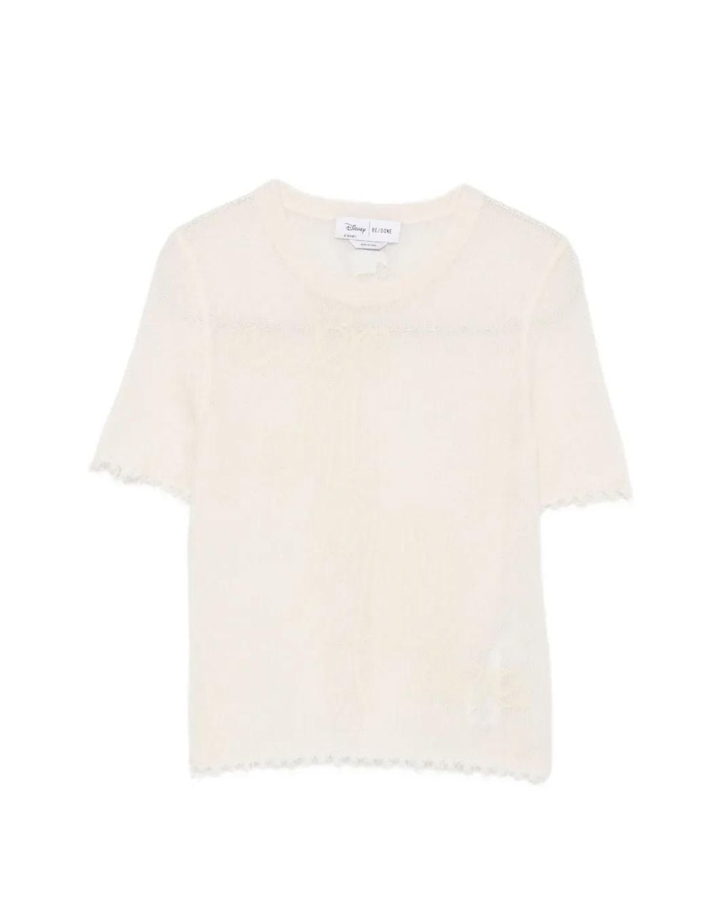 Re/done Blue Embroidered Distressed T-Shirt