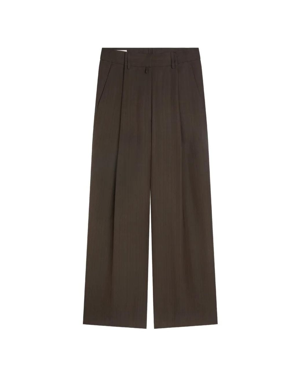 Dries Van Noten Brown Pleated Wide-Leg Trousers