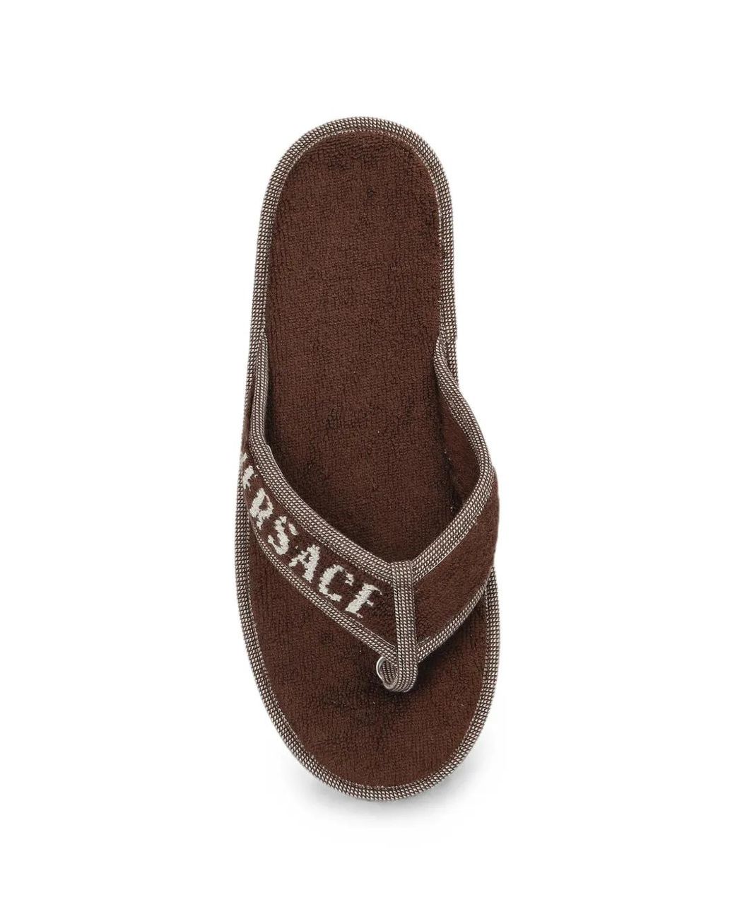 Versace White Logo-Embroidered Terry Flip Flops