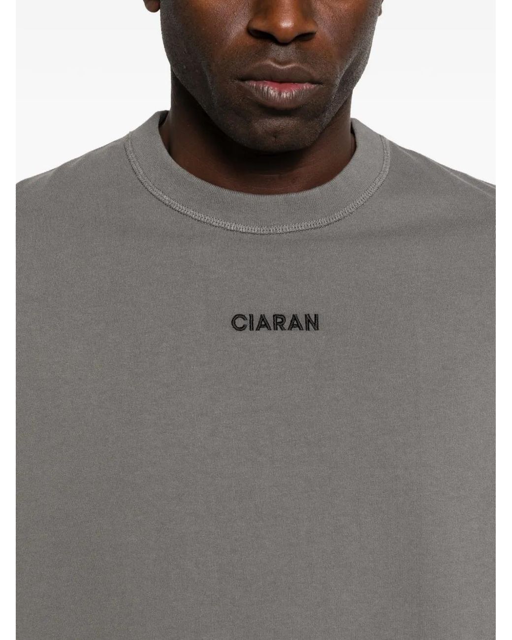 CIARAN Gray Logo-Embroidery T-Shirt for men