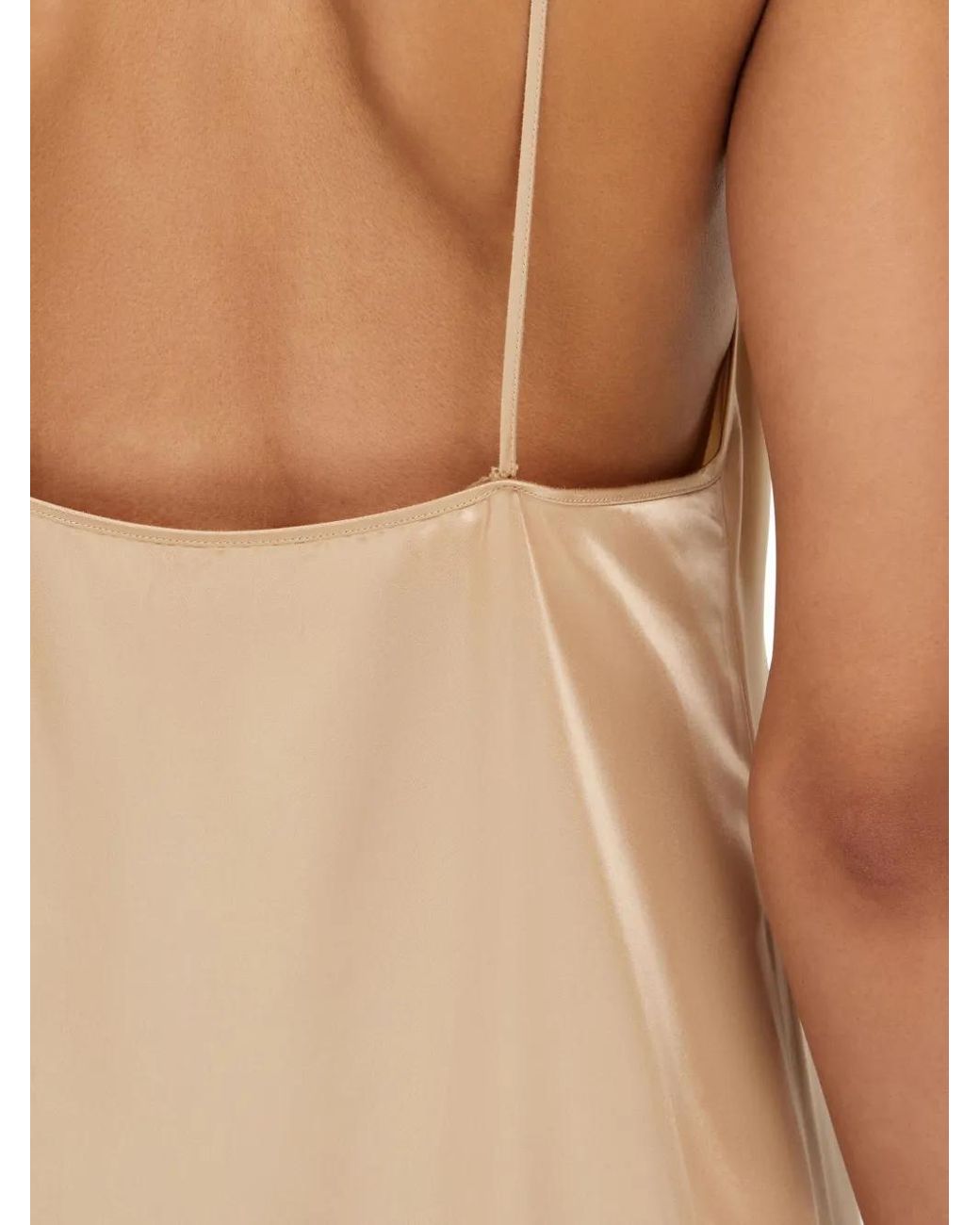 Ferragamo Natural Satin Slip Long Dress