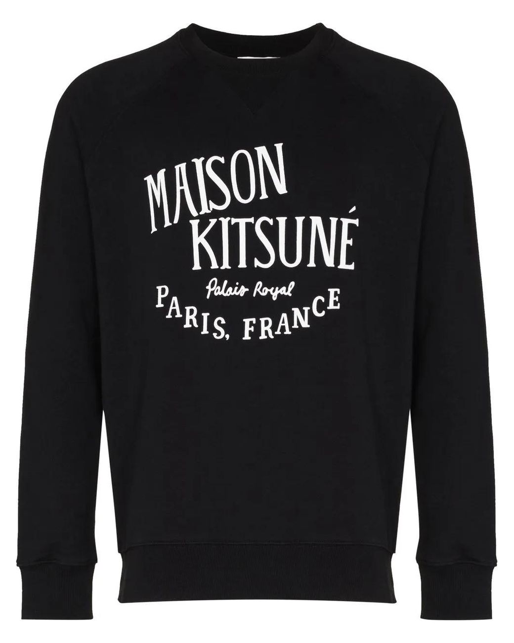 Maison Kitsuné Black Logo-Print Long-Sleeve Sweatshirt