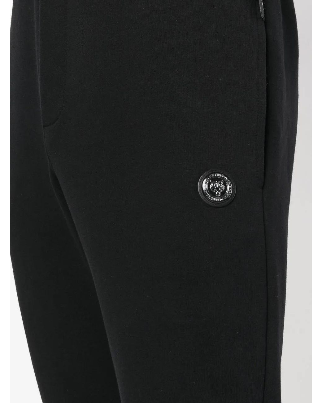 Philipp Plein Black Logo-Patch Track Pants for men
