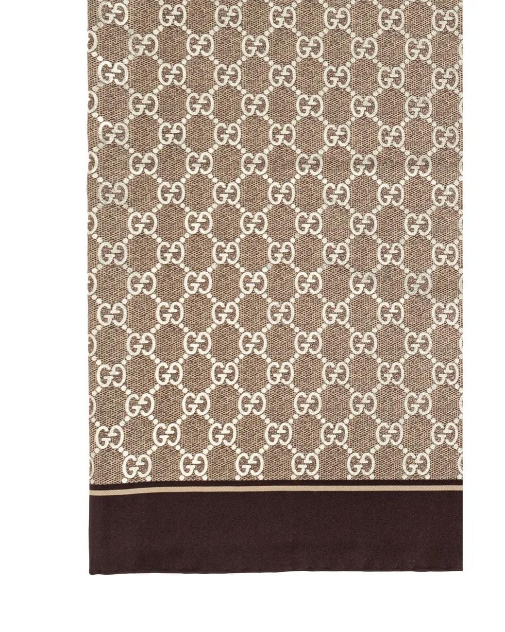 Gucci Brown Gg Silk Foulard