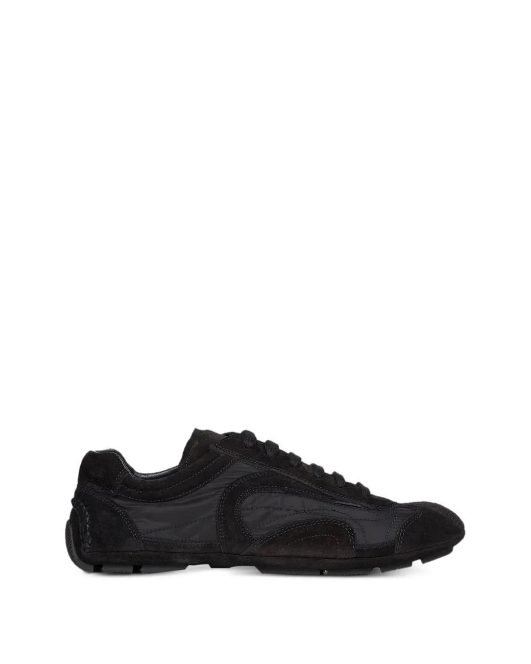 Prada Black Suede-Panelled Sneakers for men