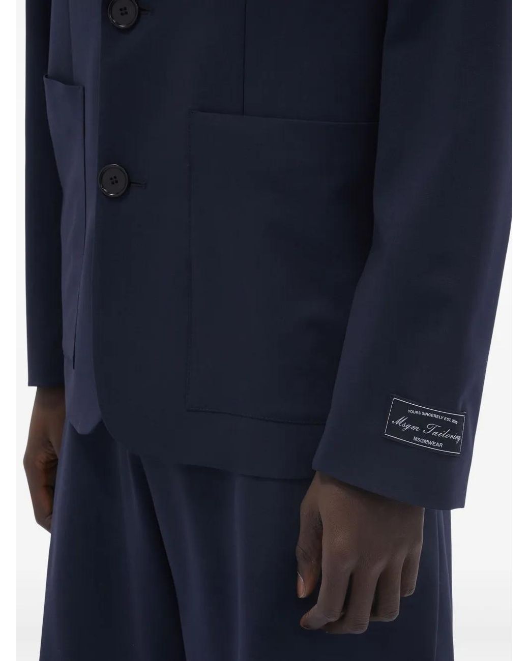 MSGM Blue Single-Breasted Blazer for men
